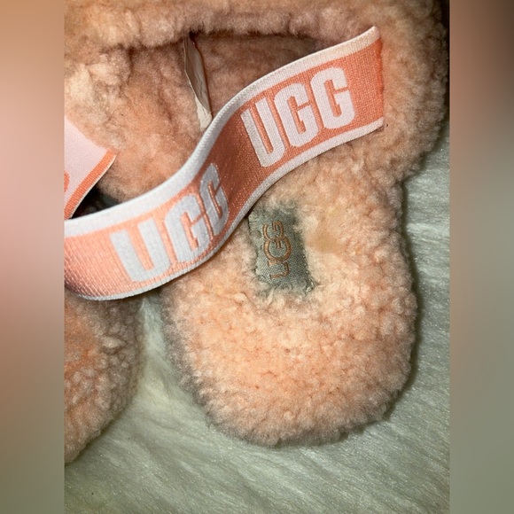 UGG FLUFF YEAH Women Shoes SLIDE Sheepskin Slipper Sandal PINK ROSE NWOT - Picture 6 of 8